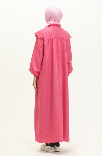 Abaya aus Baumwolle mit Rüschen 24Y8921-06 Rosa 24Y8921-06