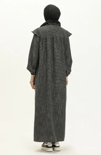 Abaya aus Baumwolle mit Rüschen 24Y8921-07 Schwarz 24Y8921-07