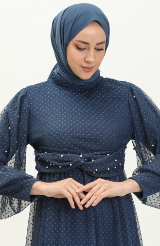 Indigo Hijab Evening Dress 14364