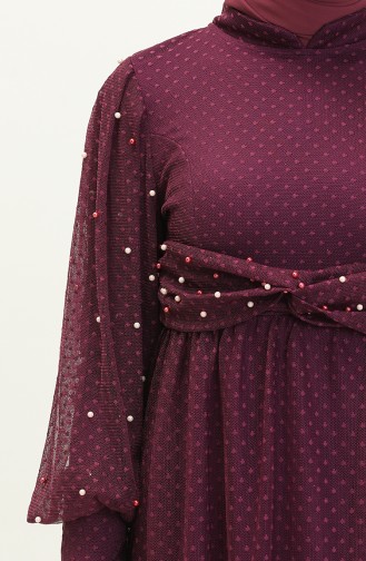 Plum Hijab Evening Dress 14361