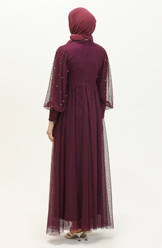 Plum Hijab Evening Dress 14361