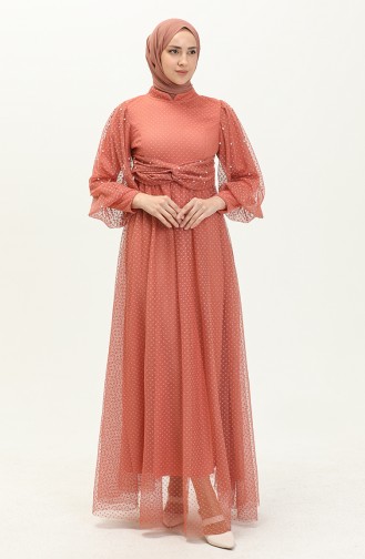 Lachsrosa Hijab-Abendkleider 14365