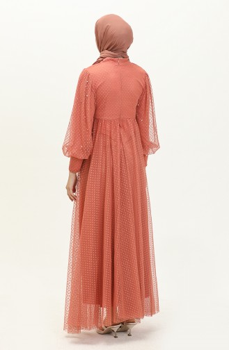 Salmon Hijab Evening Dress 14365