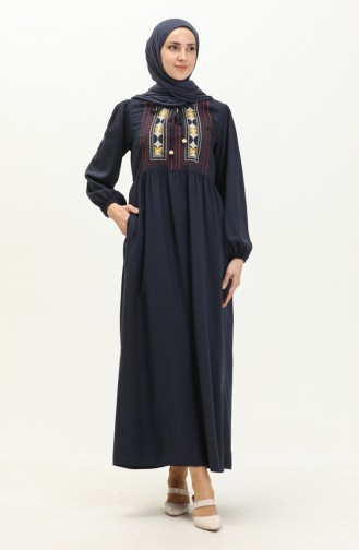 Embroidered Pocket Dress 24Y8807-04 Navy Blue 24Y8807-04