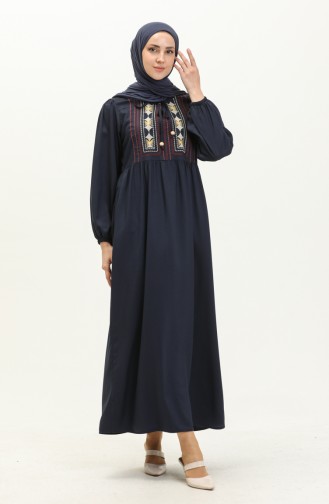 Embroidered Pocket Dress 24Y8807-04 Navy Blue 24Y8807-04