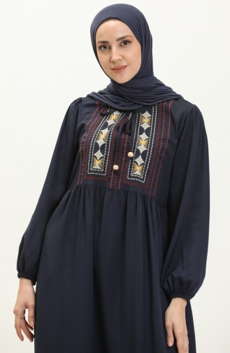 Embroidered Pocket Dress 24Y8807-04 Navy Blue 24Y8807-04