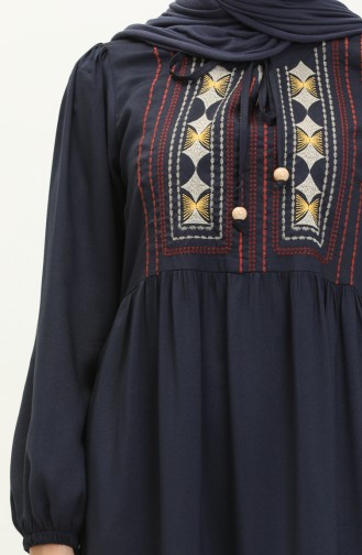 Embroidered Pocket Dress 24Y8807-04 Navy Blue 24Y8807-04