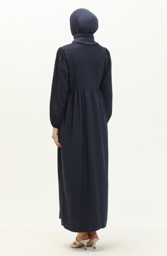 Embroidered Pocket Dress 24Y8807-04 Navy Blue 24Y8807-04