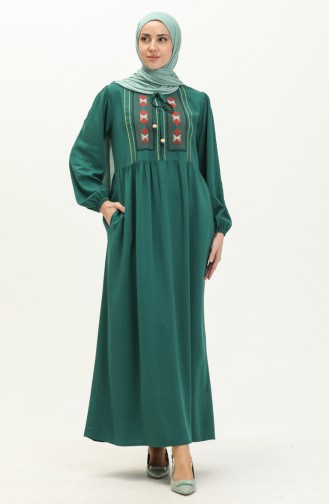 Embroidered Pocket Dress 24Y8807-05 Emerald Green 24Y8807-05