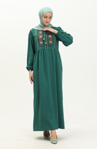 Embroidered Pocket Dress 24Y8807-05 Emerald Green 24Y8807-05