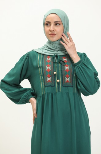 Embroidered Pocket Dress 24Y8807-05 Emerald Green 24Y8807-05