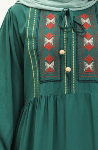 Embroidered Pocket Dress 24Y8807-05 Emerald Green 24Y8807-05