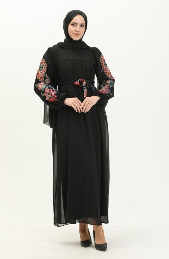 Embroidered Chiffon Dress 24Y8889-02 Black 24Y8889-02