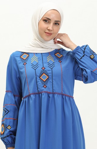 Nakışlı Elbise 24Y8924-02 Saks
