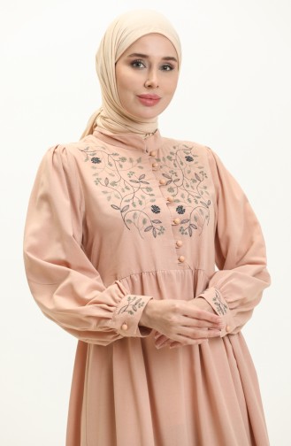 Besticktes Leinenkleid 24Y8952-04 Nerz 24Y8952-04