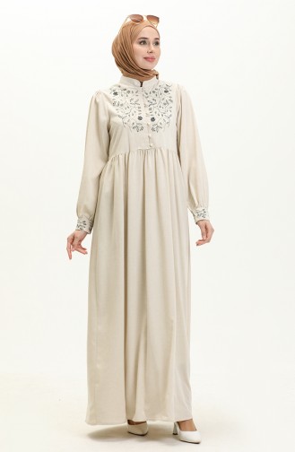 Besticktes Leinenkleid 24Y8952-05 Beige 24Y8952-05