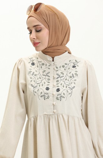 Besticktes Leinenkleid 24Y8952-05 Beige 24Y8952-05