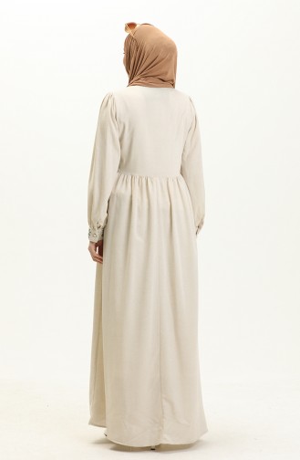 Besticktes Leinenkleid 24Y8952-05 Beige 24Y8952-05