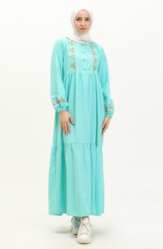 Embroidered Shirred Dress 24Y8959-01 Mint Blue 24Y8959-01