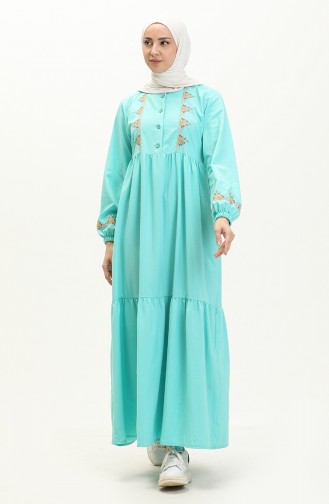 Embroidered Shirred Dress 24Y8959-01 Mint Blue 24Y8959-01