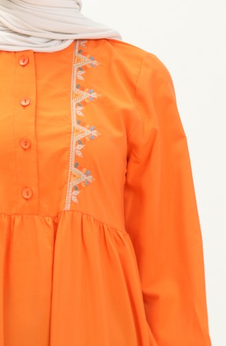 Embroidered Shirred Dress 24Y8959-02 Orange 24Y8959-02