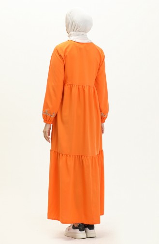 Gesticktes gerafftes Kleid 24Y8959-02 Orange 24Y8959-02