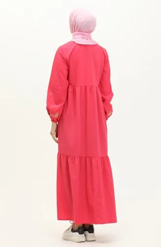 Gesticktes gerafftes Kleid 24Y8959-03 Fuchsia 24Y8959-03
