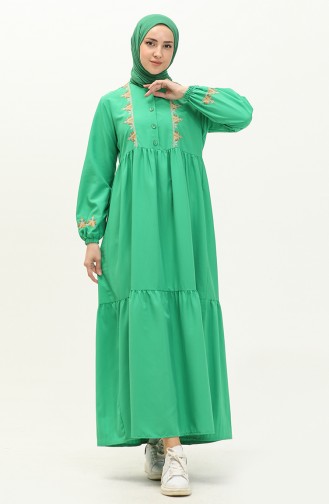 Embroidered Shirred Dress 24Y8959-05 Green 24Y8959-05