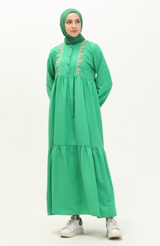 Embroidered Shirred Dress 24Y8959-05 Green 24Y8959-05