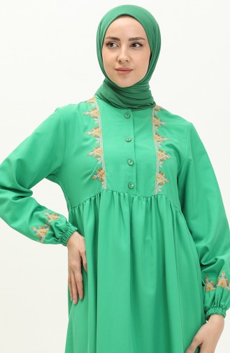 Embroidered Shirred Dress 24Y8959-05 Green 24Y8959-05