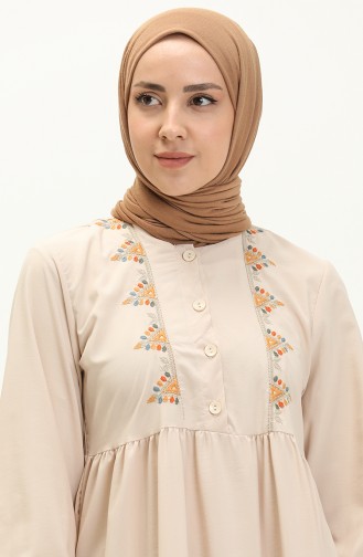 Nakışlı Büzgülü Elbise 24Y8959-06 Taş