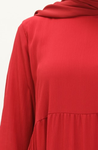 Elastic Sleeve Chiffon Dress 24y8961-01 Claret Red 24Y8961-01