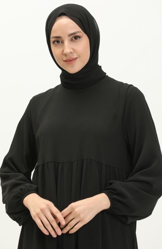 Elastic Sleeve Chiffon Dress 24Y8961-02 Black 24Y8961-02