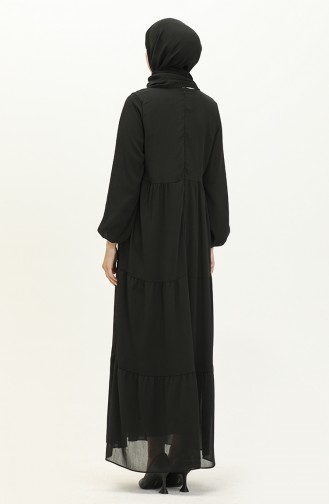  Elastic Sleeve Chiffon Dress 24Y8961-02 Black 24Y8961-02