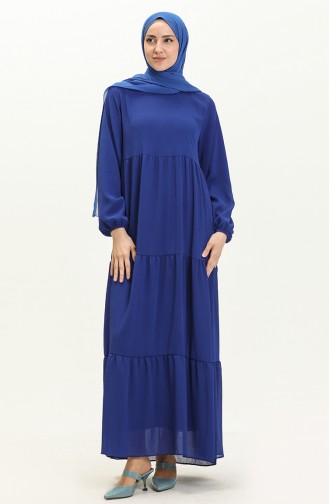 Chiffonkleid mit elastischen Ärmeln 24Y8961-03 Saks 24Y8961-03