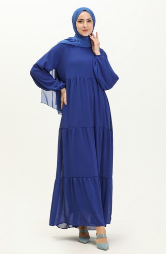 Chiffonkleid mit elastischen Ärmeln 24Y8961-03 Saks 24Y8961-03