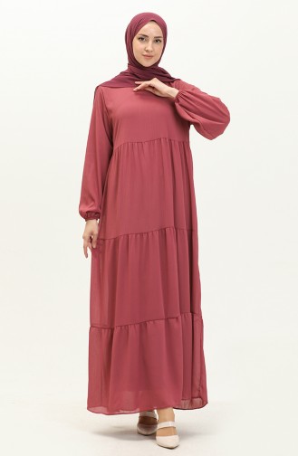 Chiffonkleid mit elastischen Ärmeln 24Y8961-06 Rose 24Y8961-06