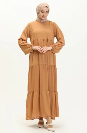 Robe Mousseline Avec Manches Elastiques 24Y8961-08 Café Au Lait 24Y8961-08