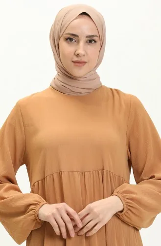 Robe Mousseline Avec Manches Elastiques 24Y8961-08 Café Au Lait 24Y8961-08