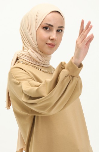 Long Sports Necklace Tunic 70020-13 Beige 70020-13