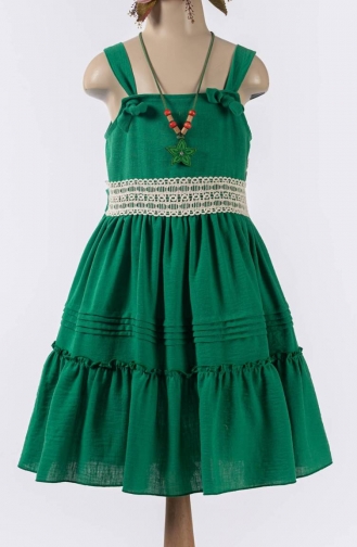 Green Children`s Dress 2488ASKL-03