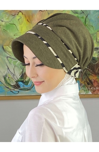 Nazlı Modell Schnalle Hahnentritt Hijab Hut SBT26SPK16-04 Dark Khaki 26SPK16-04