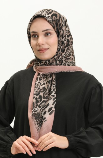 Desenli Flamlı Eşarp 13223-03 Pudra