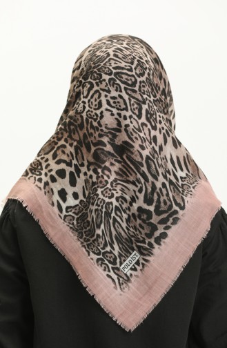 Desenli Flamlı Eşarp 13223-03 Pudra