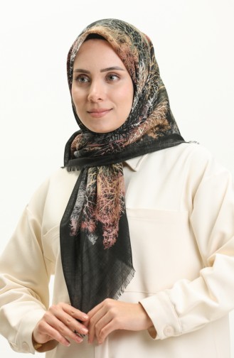 Printed Scarf 13224-07 Black Dusty Rose 13224-07