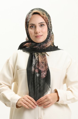 Printed Scarf 13224-07 Black Dusty Rose 13224-07
