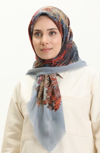 Desenli Flamlı Eşarp 13224-08 Bebek Mavisi