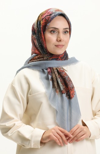Desenli Flamlı Eşarp 13224-08 Bebek Mavisi