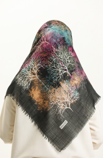 Printed Scarf 13224-15 Black Purple 13224-15