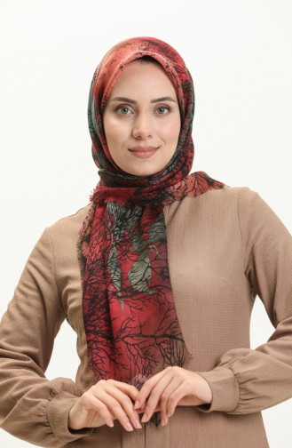 Printed Scarf 13225-07 Plum Khaki 13225-07